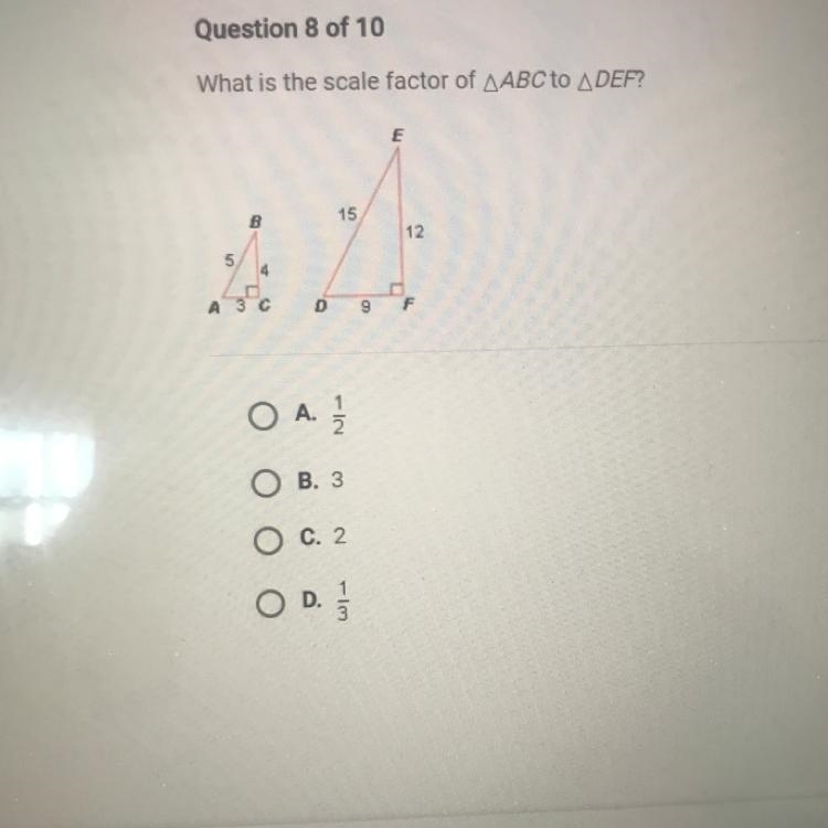 What is the scale factor of ABC to DEF?-example-1