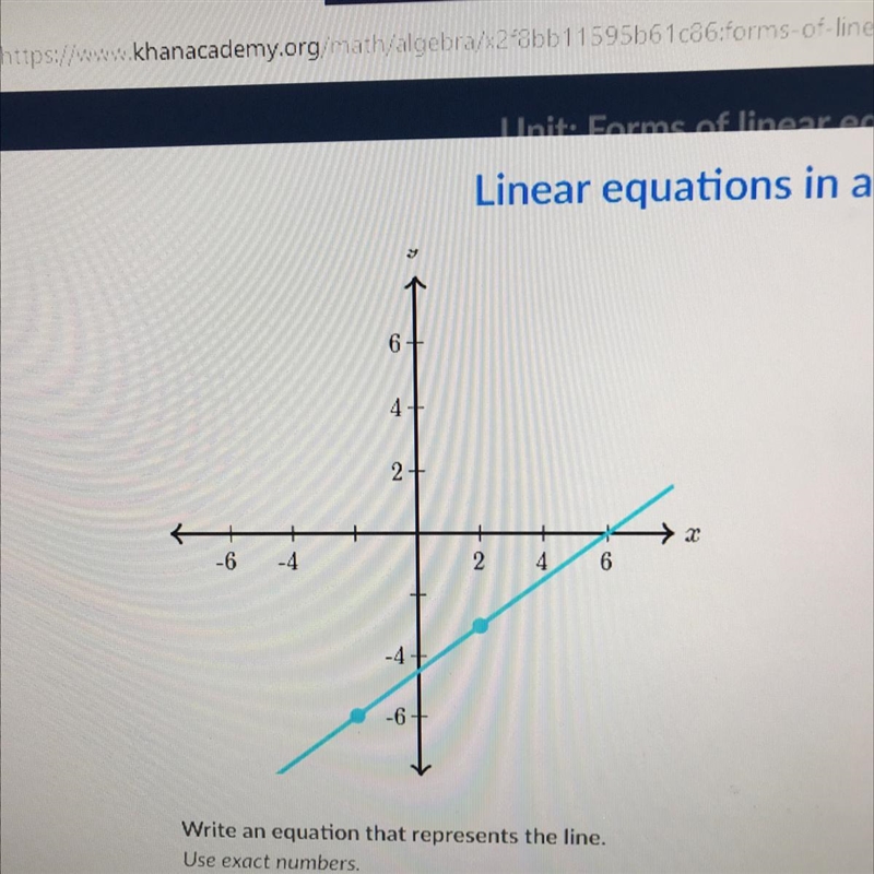 Write an equation that represents the line.-example-1