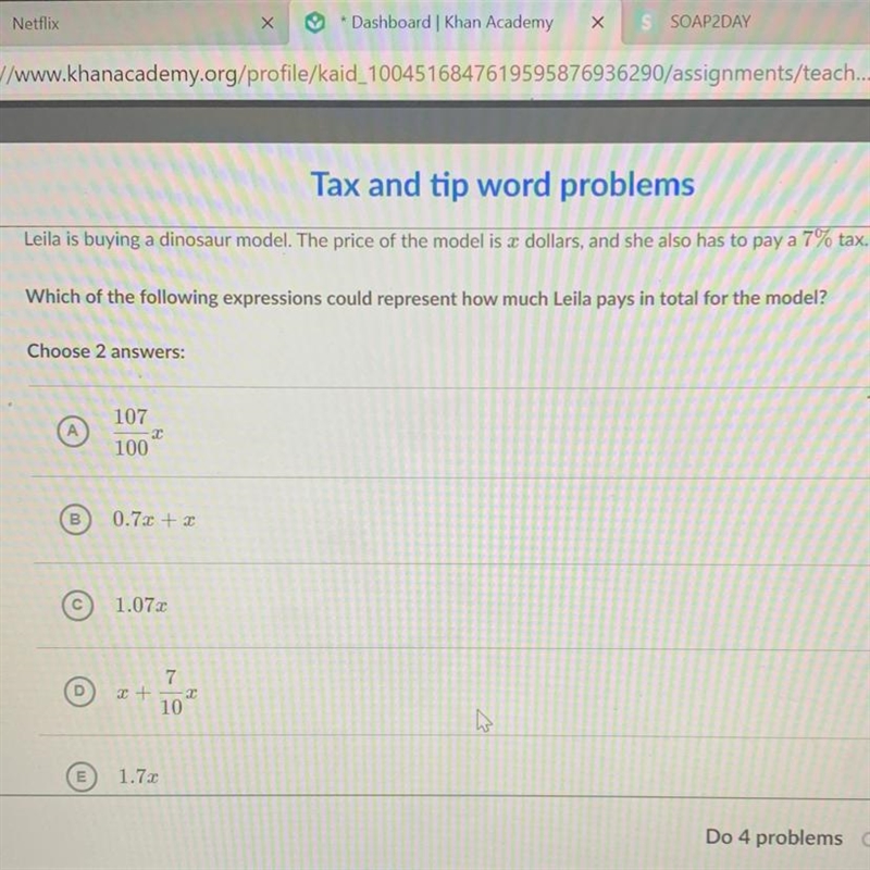 How much Leila pays in total for the model Choose 2-example-1