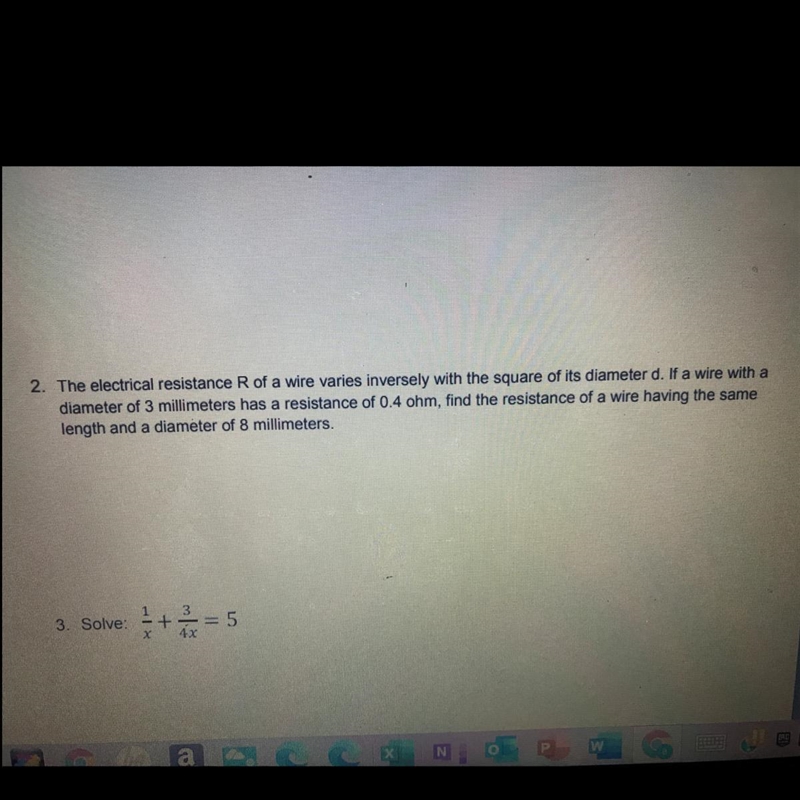 2. The electrical resistance R of a wire varies inversely with the square of its diameter-example-1