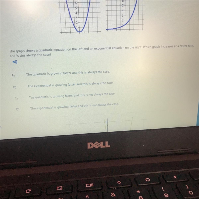 The graph shows a quadratic equation on the left and an exponential equation on the-example-1