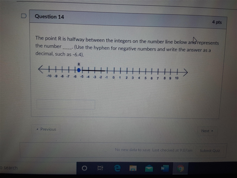 Please help!!! The point R is halfway between the integers on the number line below-example-1