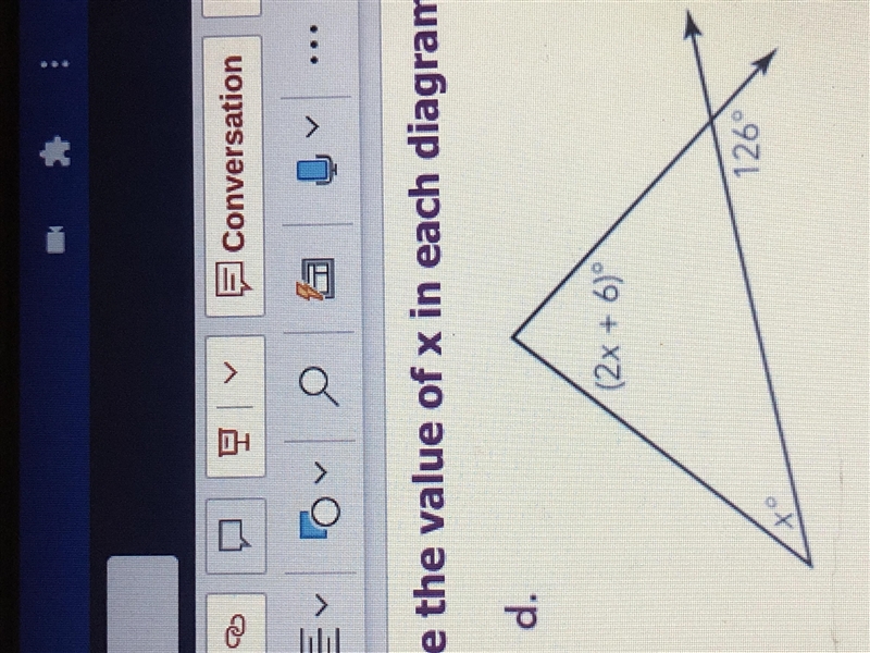 Write and solve an equation to determine the value of x in each diagram-example-1