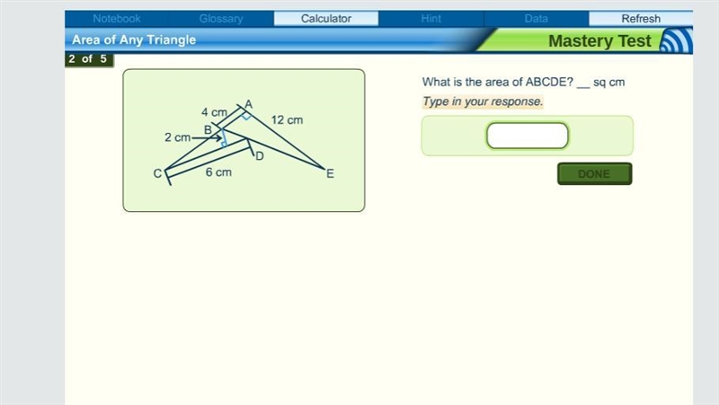 What is the area of ABCDE?____sq cm got very confused on this part-example-1