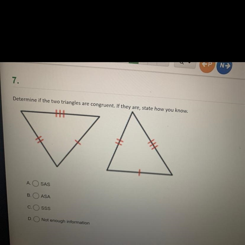 Determine if the two triangles are congruent. If they are, state how you know-example-1