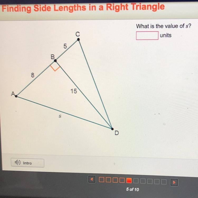 What is the value of s? ___ units-example-1