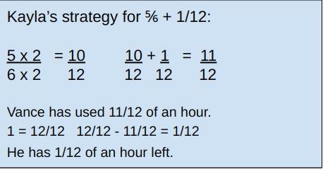 Why did Kayla change only ⅚ to an equivalent fraction? Why didn’t she change 1/12?-example-2