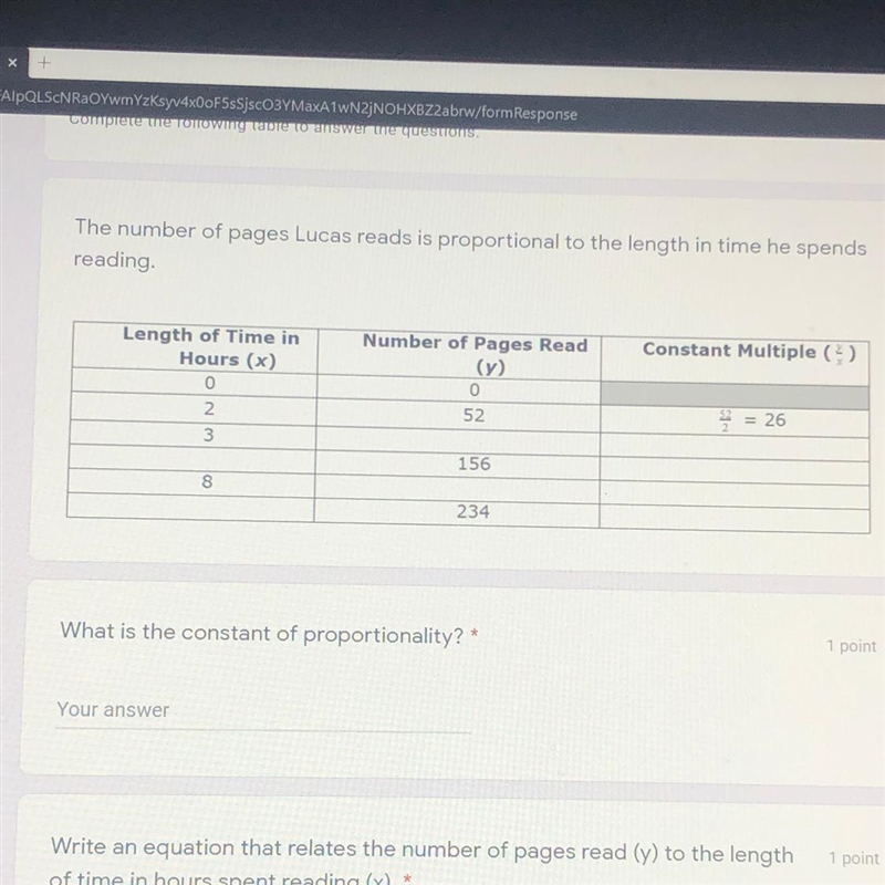 What is the constant of proportionality? Write an equation that relates the number-example-1