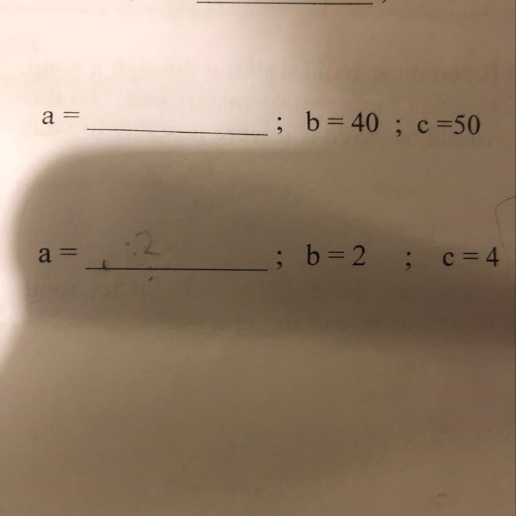 A= (blank) ; b=40 ; c=50-example-1