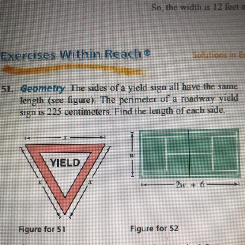 Geometry The sides of a yield sign all have the same length (see figure). The perimeter-example-1