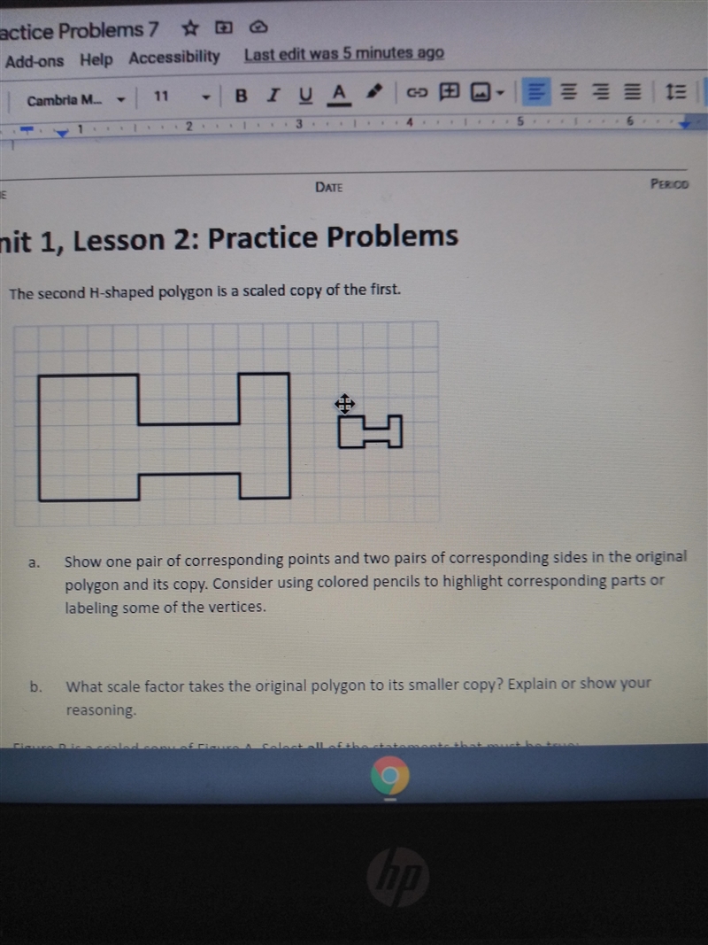 A. Show one pair of corresponding points and two pairs of corresponding sides in the-example-1