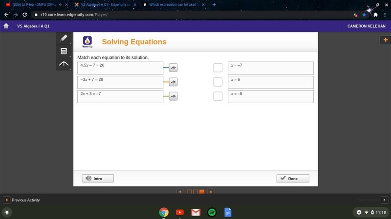 Match equation to its solution.-example-1