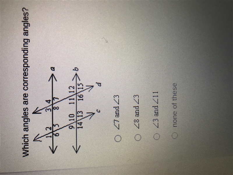 Which angles are corresponding angles?-example-1