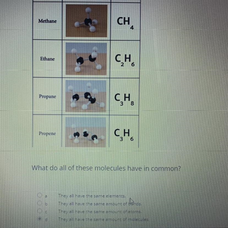 What do all of these molecules have in common A . They all have elements B . They-example-1