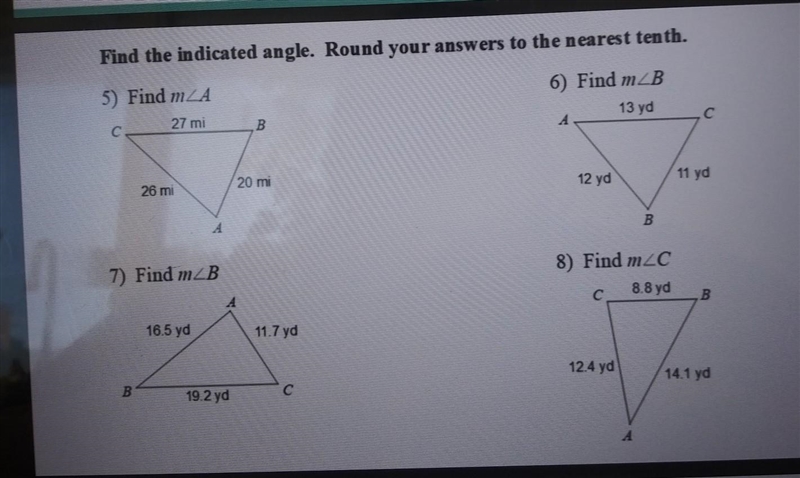 Find the indicated angle. Round your answer to the nearest tenth. Part 2. Show work-example-1