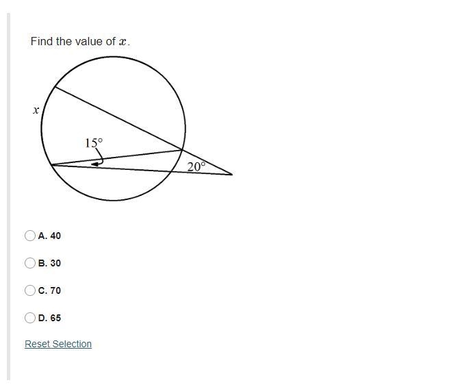 Find the value of x - Secant and Tangent Angles in Circles-example-1