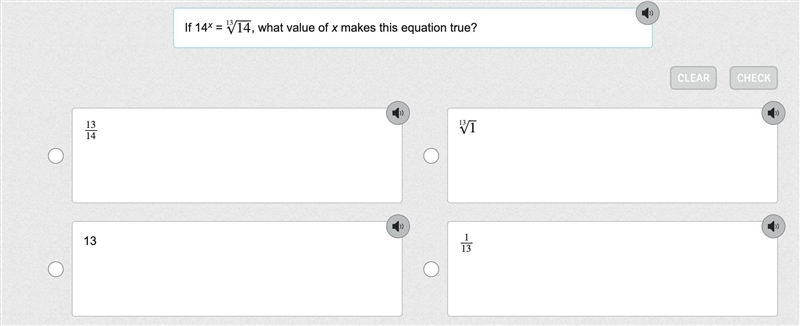 If 14x = ^13√14, what value of x makes this equation true?-example-1