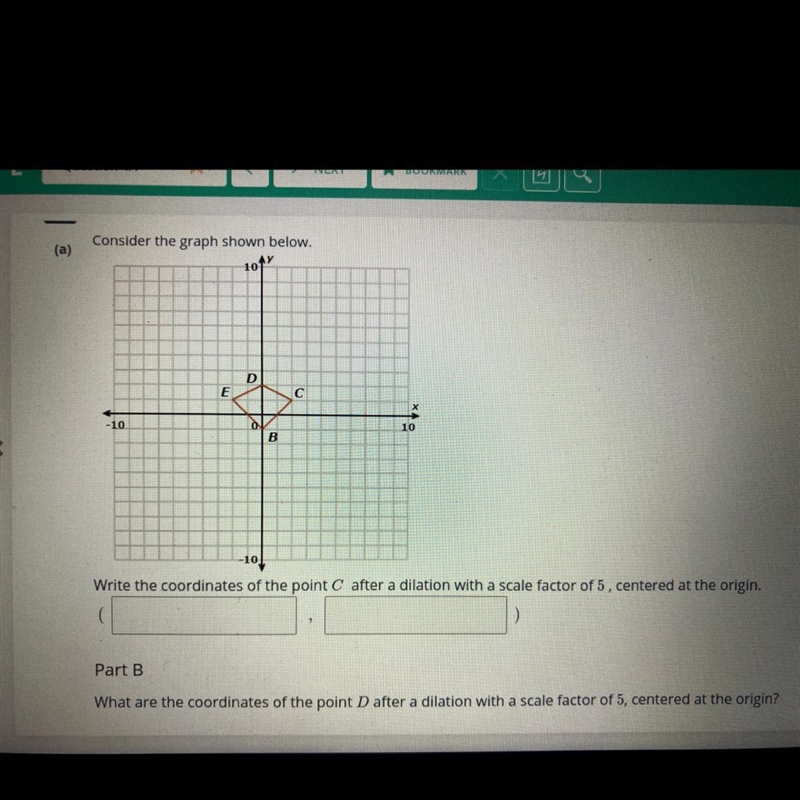 Write the coordinates of the point C after dilation with scale factor of 5, centered-example-1