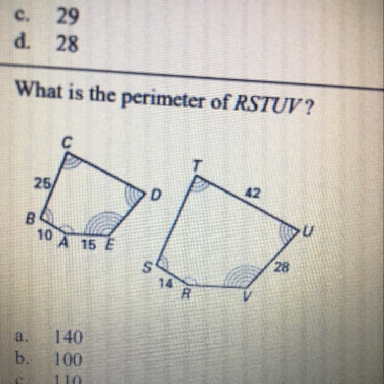 What is the perimeter of RSTUV?-example-1