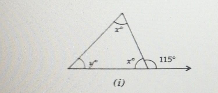 19. In each of the following ligures, find the values of x and y​-example-1