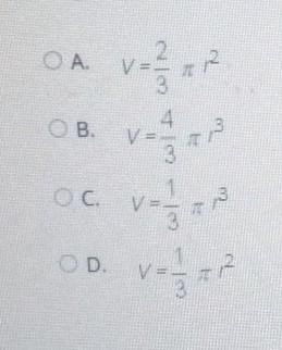 The height of a cone is two times its base diameter. What is the volume of the cone-example-1