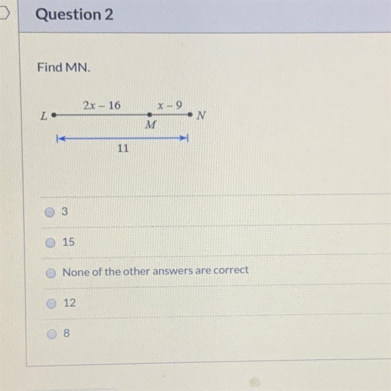 Find MN. 2x - 16 X-9-example-1