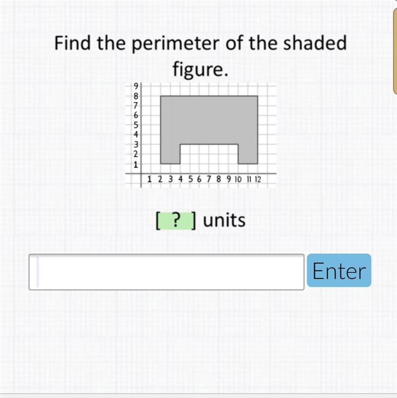 Find the perimeter of of the shaded figure. ? units-example-1