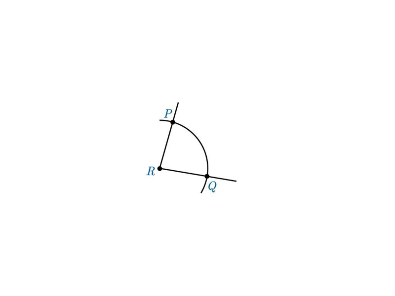 Hunter is bisecting the angle shown. When drawing the arcs centered on points P and-example-1