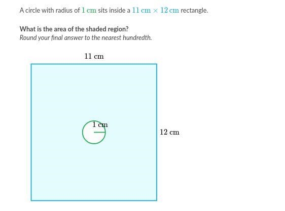 A circle with radius of 1 cm sits inside a 11 cm x 12 cm rectangle.-example-1