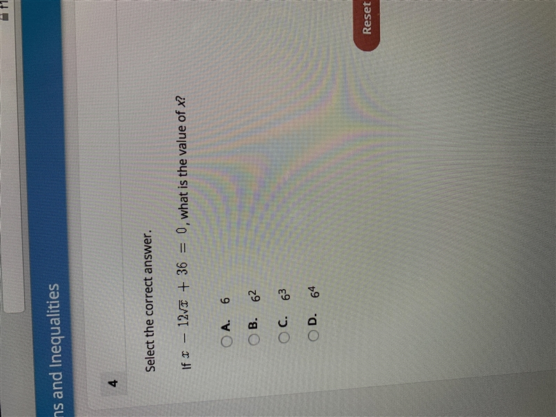 If x -12x + 36= 0 what is the value of x-example-1