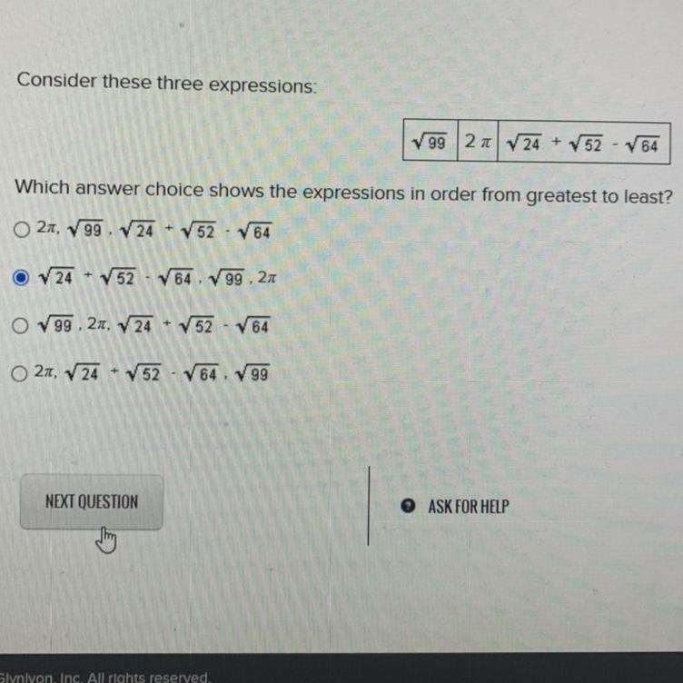 PLEASE HELP Consider these three expressions:-example-1