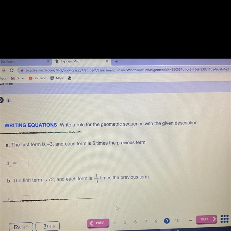 Write a rule for the geometric sequence with the given description-example-1