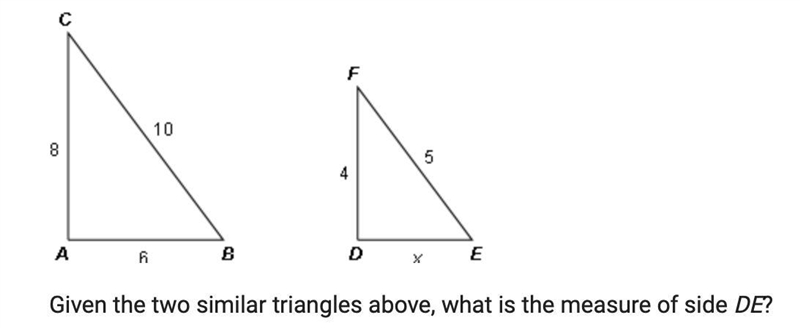 The measure of DE triangle-example-1