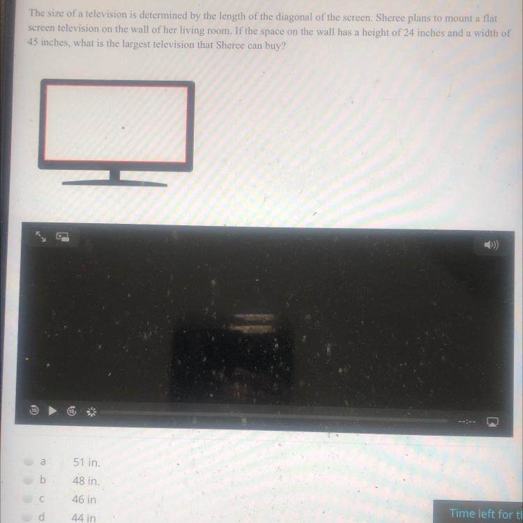 Question 3 (1 point) The size of a television is determined by the length of the diagonal-example-1