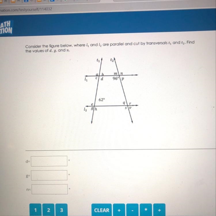 Consider the figure below, where l1 and l2 are parallel and cut by transversals t-example-1