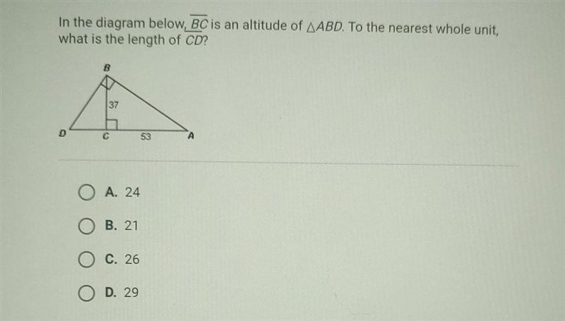 In the diagram below, BC is an altitude of AABD. To the nearest whole unit, what is-example-1