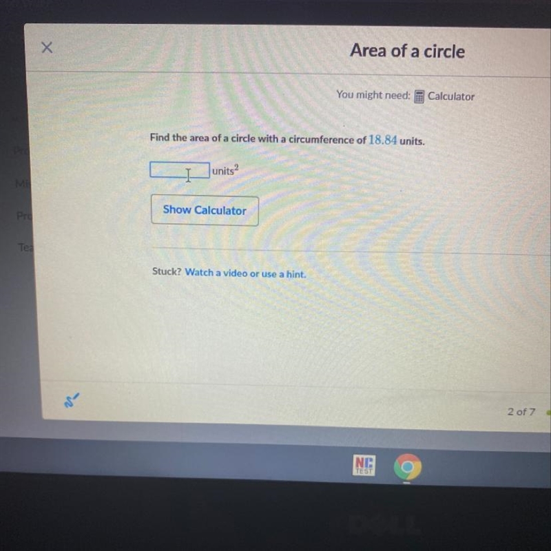 How do I find the area of a circle with the circumference of 18.84 units-example-1