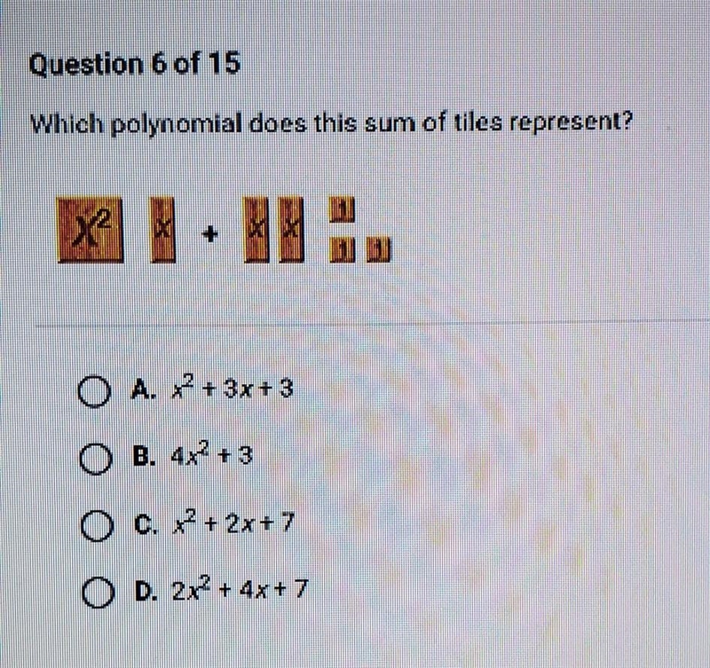 Which polynomial does this sum of tiles represent?​-example-1