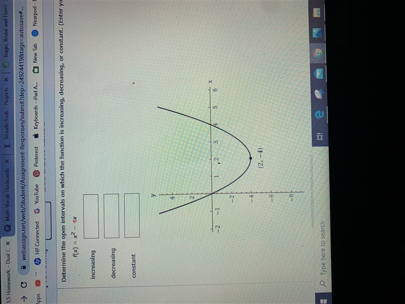 Find the open intervals on which the function is increasing, decreasing, or constant-example-1