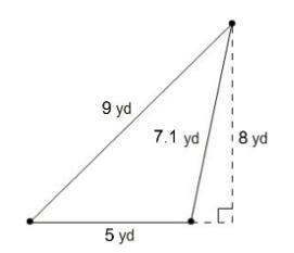 What is the perimeter of the figure? A. 22.0 yd2 B. 21.1 yd C. 22.0 yd D. 21.1 yd-example-1