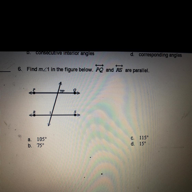 Find M<1 in the figure below. PQ and RS are parallel-example-1