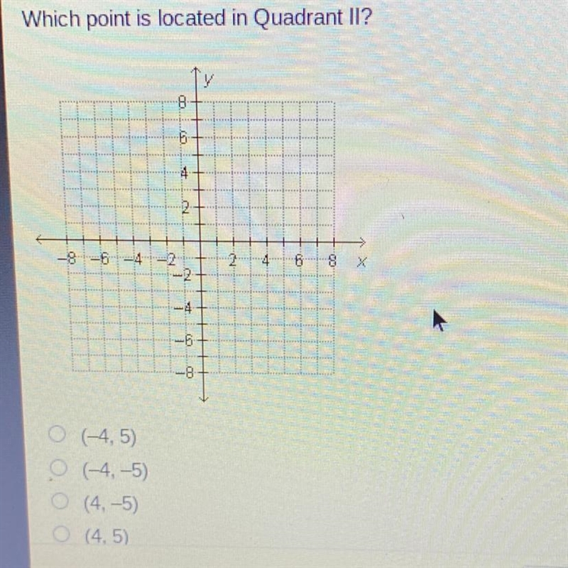 Which point is located in Quadrant ll?-example-1