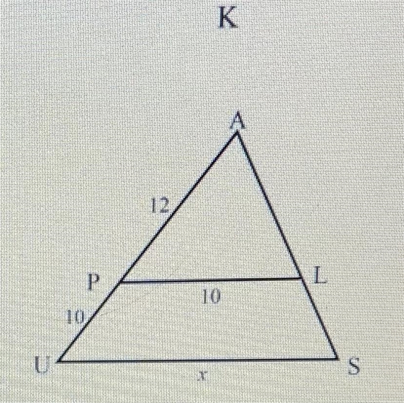 Use the similar triangles to setup a proportion and solve for x-example-1