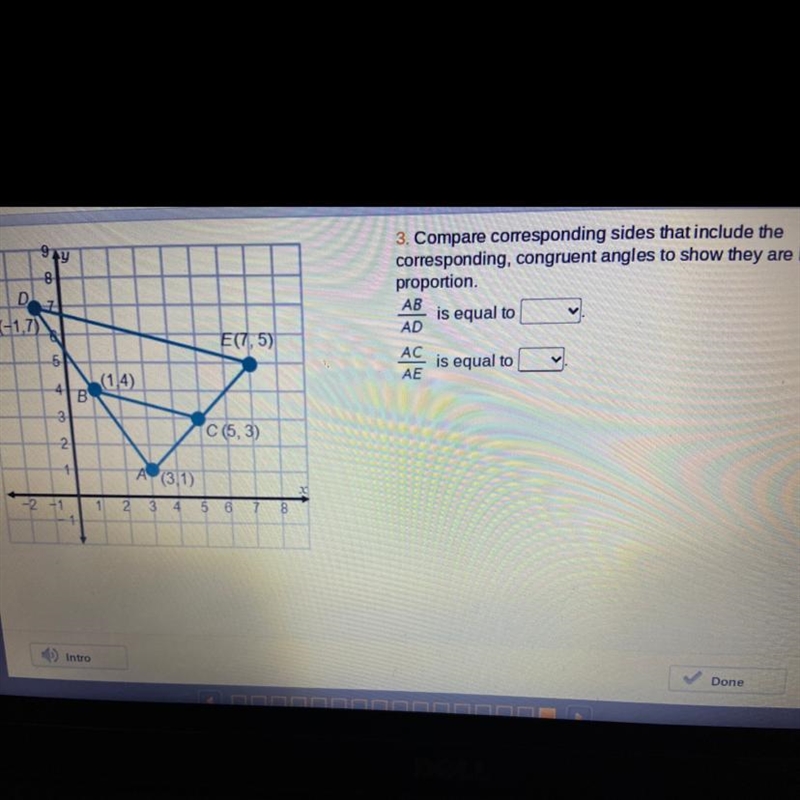 3. Compare corresponding sides that include the corresponding, congruent angles to-example-1