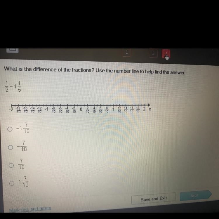 What is the difference of the fractions? Use the number line to help find the answer-example-1