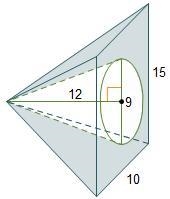 A cone is cut out of the center of a pyramid with a rectangular base. The rectangular-example-1