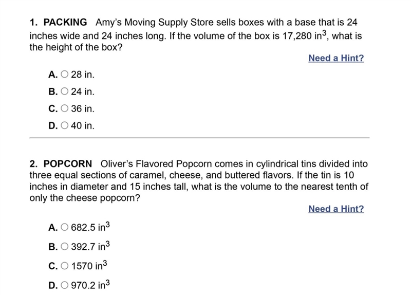 Amy’s moving supply store sells boxes with a base that is 24 inches wide and 24 inches-example-1