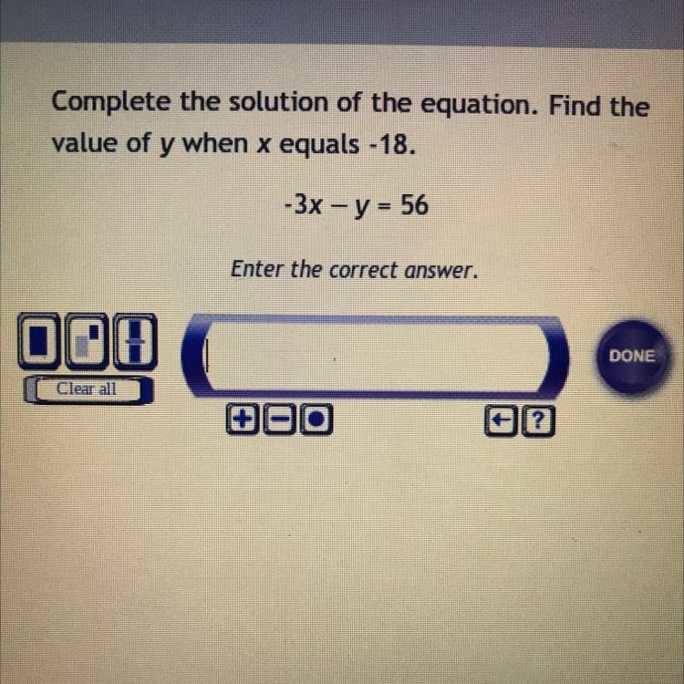 -3(-18)-y=56 help >_-example-1