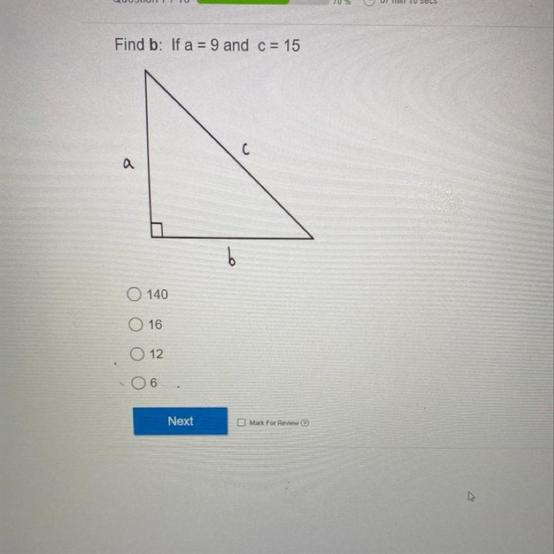 Find b: If a = 9 and c = 15 С a b-example-1