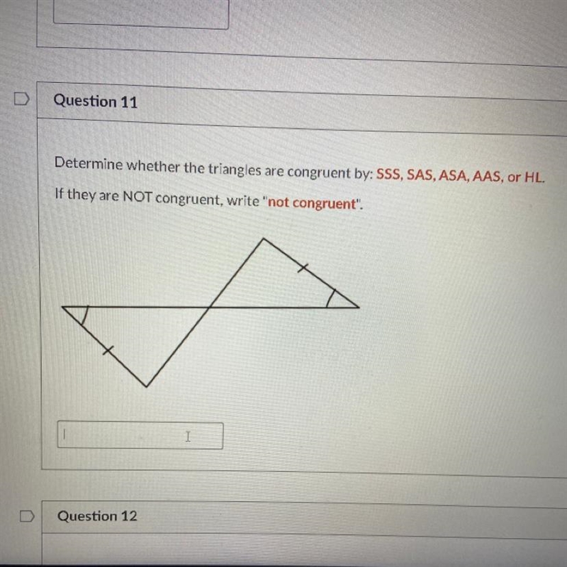 Determine whether the triangles are congruent by sss sas asa aas or hl-example-1